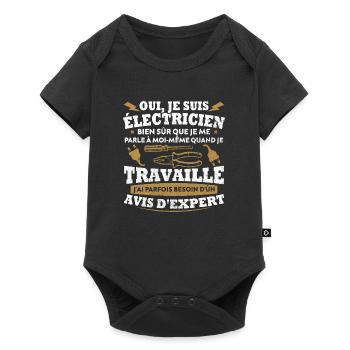 Oui, Je Suis Électricien Humour Cadeau - Body à manches courtes Premium Bébé - noir - Devant