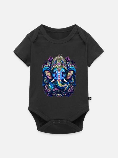 Elephant God Ganesh Ganesha Buddhism Hinduism - Baby Premium short-sleeve bodysuit - black