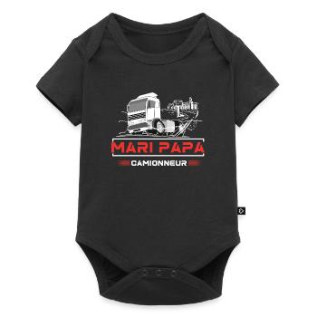 Mari papa camionneur légende pour maman - Body à manches courtes Premium Bébé - noir - Devant