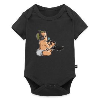 Baby joue à des jeux vidéo | Jeux de contrôleur de jeu - Body à manches courtes Premium Bébé - noir - Devant