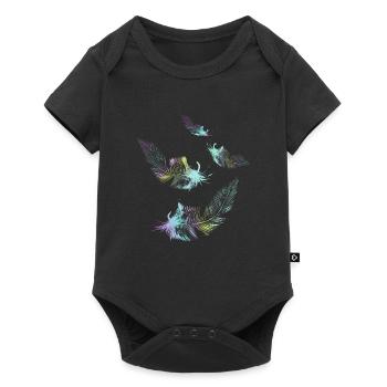 rainbow feathers - Baby Premium short-sleeve bodysuit - black - Front