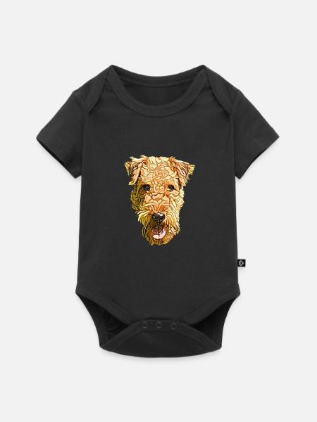 Airedale Terrier Gesicht - Baby Premium kortärmad bodysuit - svart