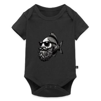 Cool Hipster Fish Man Carp Mustache Hat - Baby Premium short-sleeve bodysuit - black - Front