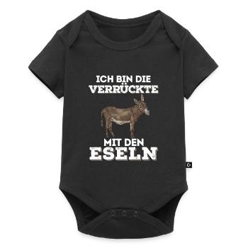 Esel Verrückte Bauernhof lustig Geschenk humor - Baby Premium Kurzarmbody - Schwarz - Vorne