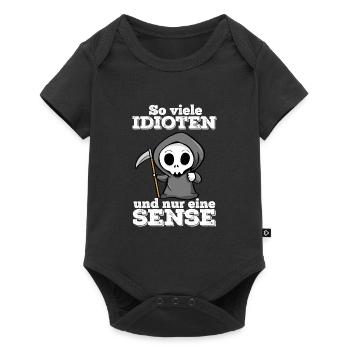 Sense Idioten Sensenmann Spruch lustig Humor - Baby Premium Kurzarmbody - Schwarz - Vorne