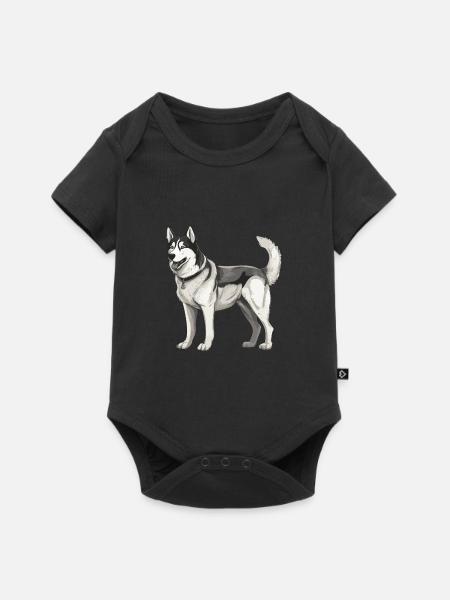 Chien husky - Body à manches courtes Premium Bébé - noir