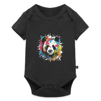Panda Animal Pop Art Head - Baby Premium short-sleeve bodysuit - black - Front