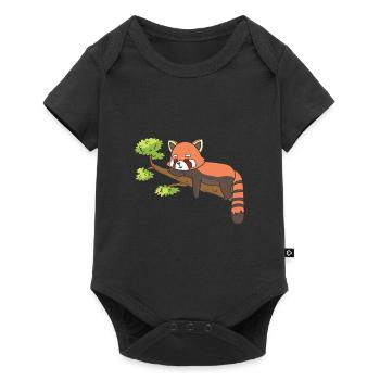 Ein roter Panda schläft auf einem Ast. - Baby Premium Kurzarmbody - Schwarz - Vorne