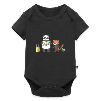 Two pandas on a trip. - Baby Premium short-sleeve bodysuit - black - Front