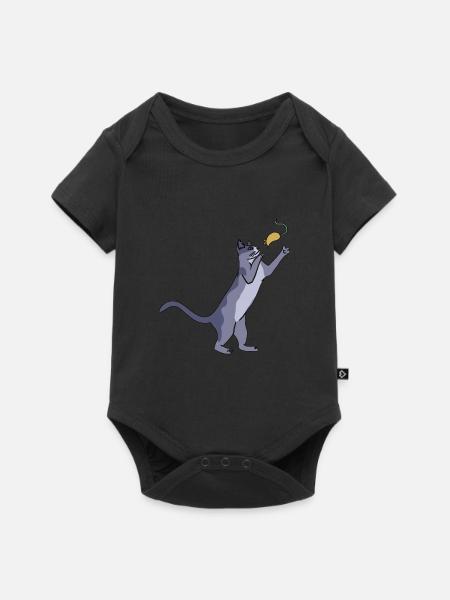 Katze mit Maus - Baby Premium Kurzarmbody - Schwarz
