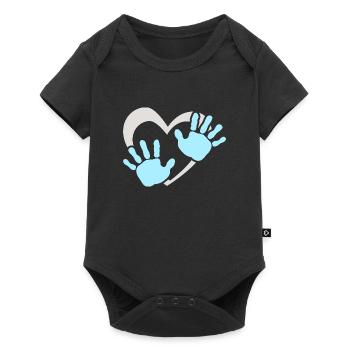 Empreinte de main de cœur de bébé - Body à manches courtes Premium Bébé - noir - Devant