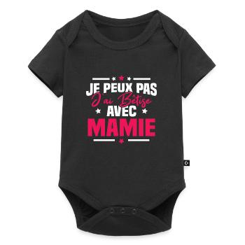 Je peux pas j'ai bêtise avec mamie - Body à manches courtes Premium Bébé - noir - Devant