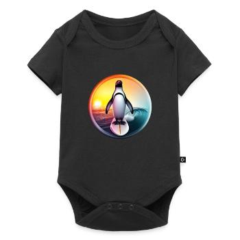 Penguin Surfer Coucher de soleil - Body à manches courtes Premium Bébé - noir - Devant