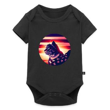 Coucher de soleil de chat américain - Body à manches courtes Premium Bébé - noir - Devant