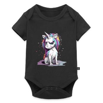Grumpy Unicorn - Baby Premium short-sleeve bodysuit - black - Front
