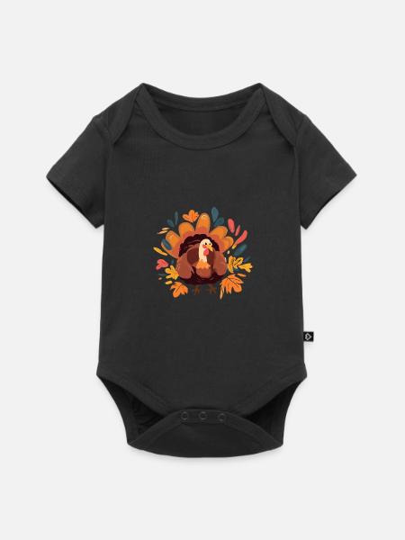 Truthahn Herbst - Baby Premium Kurzarmbody - Schwarz