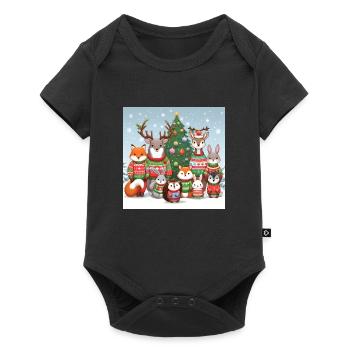 Animaux de pull de Noël moches pour Noël - Body à manches courtes Premium Bébé - noir - Devant