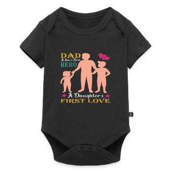 Vater und Sohn - Vater und Tochter schenken Vater - Baby Premium Kurzarmbody - Schwarz - Vorne