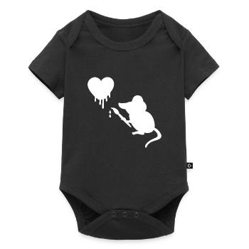 Artist Mouse with Brush Heart - Baby Premium short-sleeve bodysuit - black - Front