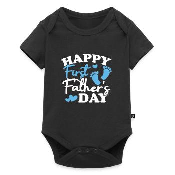 Joyeuse première fête des pères - Body à manches courtes Premium Bébé - noir - Devant