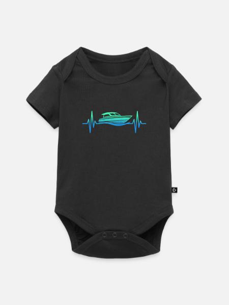 Motorboot Herzschlag Yacht Sportboot Kapitän - Baby Premium Kurzarmbody - Schwarz