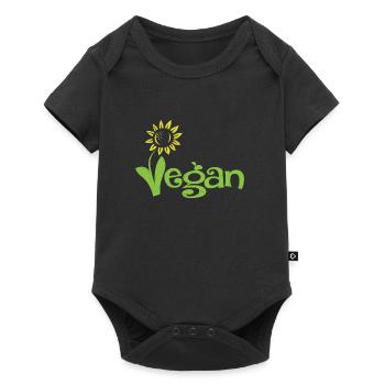 Vegan with sunflower vegan shirt - Baby Premium short-sleeve bodysuit - black - Front