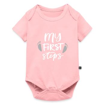 First Steps Erste Schritte Baby Kinder - Baby Premium Kurzarmbody - Rosa - Vorne