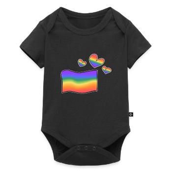 drapeau lgbt cœurs arc-en-ciel coeurs amour - Body à manches courtes Premium Bébé - noir - Devant