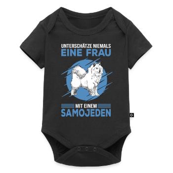 Samojede Samojeden Schlittenhund Frauchen Spruch - Baby Premium Kurzarmbody - Schwarz - Vorne