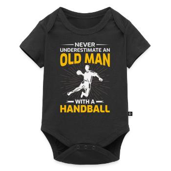 Old Man Handball Player Handballer Dad Grandpa - Baby Premium short-sleeve bodysuit - black - Front
