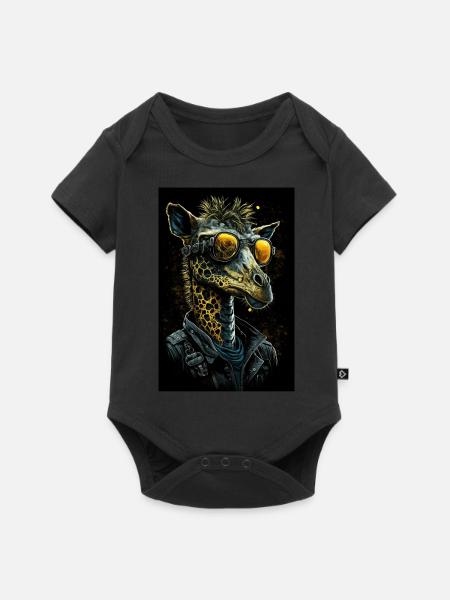 Coole Punk Giraffe - Baby Premium Kurzarmbody - Schwarz