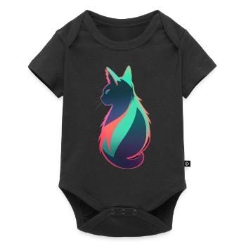 wonderful cat neon colorful colorful - Baby Premium short-sleeve bodysuit - black - Front