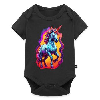 Einhorn - Baby Premium Kurzarmbody - Schwarz - Vorne