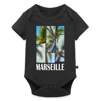Marseille France Été Palmiers Plage Mer - Body à manches courtes Premium Bébé - noir - Devant