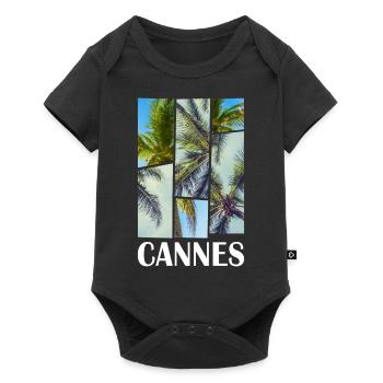 Cannes France Été Palmiers Plage Mer - Body à manches courtes Premium Bébé - noir - Devant