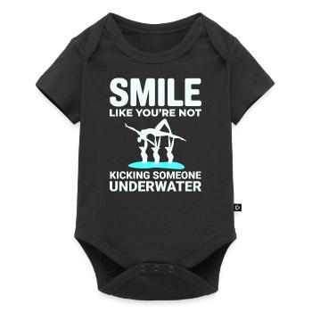 Synchronschwimmen Kicken Unterwasser Lächeln - Baby Premium Kurzarmbody - Schwarz - Vorne