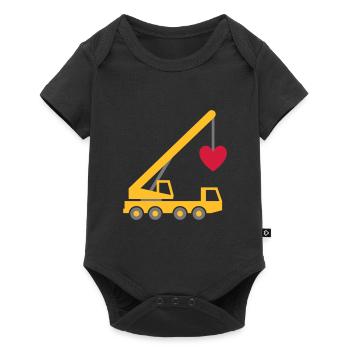 ★ Les couleurs de conception peuvent être modifiées ★ Grue mobile avec un cœur - Body à manches courtes Premium Bébé - noir - Devant