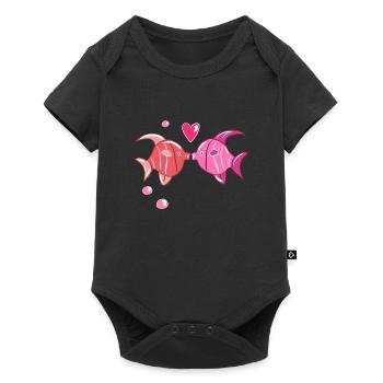amoureux coeur animaux poisson doux - Body à manches courtes Premium Bébé - noir - Devant