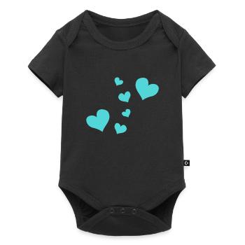 blaue Herzen Muster rot Symbol liebe - Baby Premium Kurzarmbody - Schwarz - Vorne
