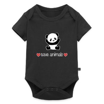 save animals bear panda animal welfare hearts - Baby Premium short-sleeve bodysuit - black - Front