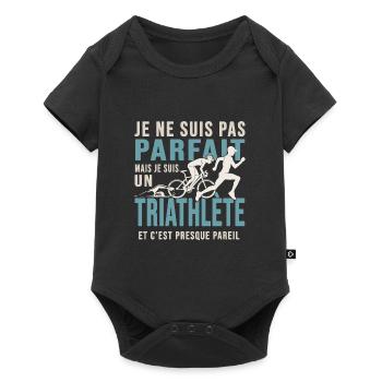Triathlon pas parfait thriathlète cadeau homme - Body à manches courtes Premium Bébé - noir - Devant