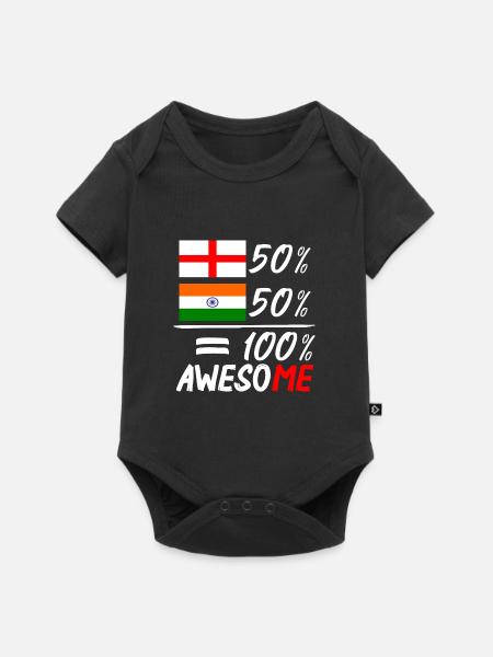 Half English Half Indian - Baby Premium Kurzarmbody - Schwarz