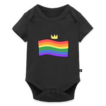 drapeau lgbt arc-en-ciel couronne amour - Body à manches courtes Premium Bébé - noir - Devant