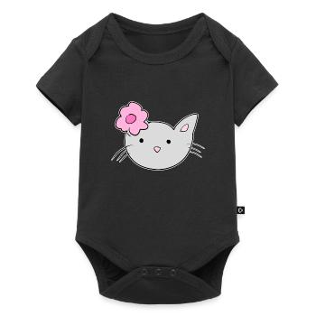 tête de chat fleur animal de compagnie symbole - Body à manches courtes Premium Bébé - noir - Devant