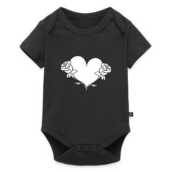 Rose Flower Heart Shape Symbol Flowers - Baby Premium short-sleeve bodysuit - black - Front