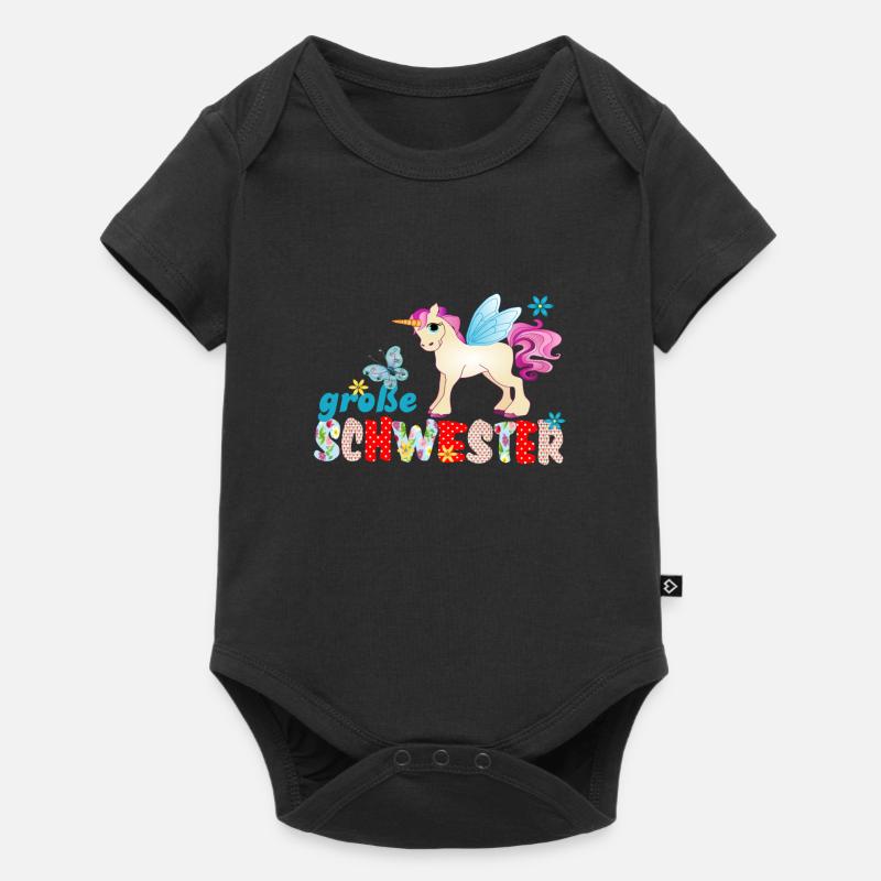 große Schwester Einhorn - Baby Premium Kurzarmbody - Schwarz