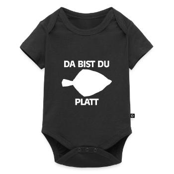 Da Bist Du Platt Geschenk Angler Scholle Ostsee - Baby Premium Kurzarmbody - Schwarz - Vorne