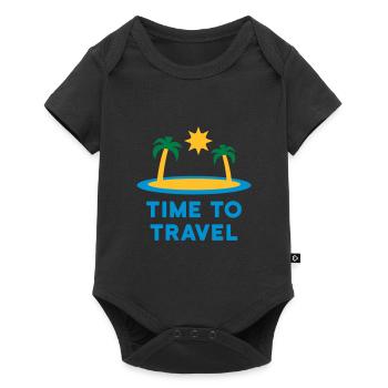 Time to travel (island, palm trees, sun) - Baby Premium short-sleeve bodysuit - black - Front