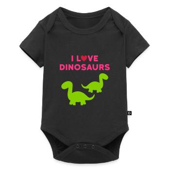 I love dinosaurs (two brontosaurs, heart) - Baby Premium short-sleeve bodysuit - black - Front