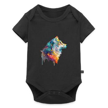 Watercolor Wolf - Baby Premium short-sleeve bodysuit - black - Front